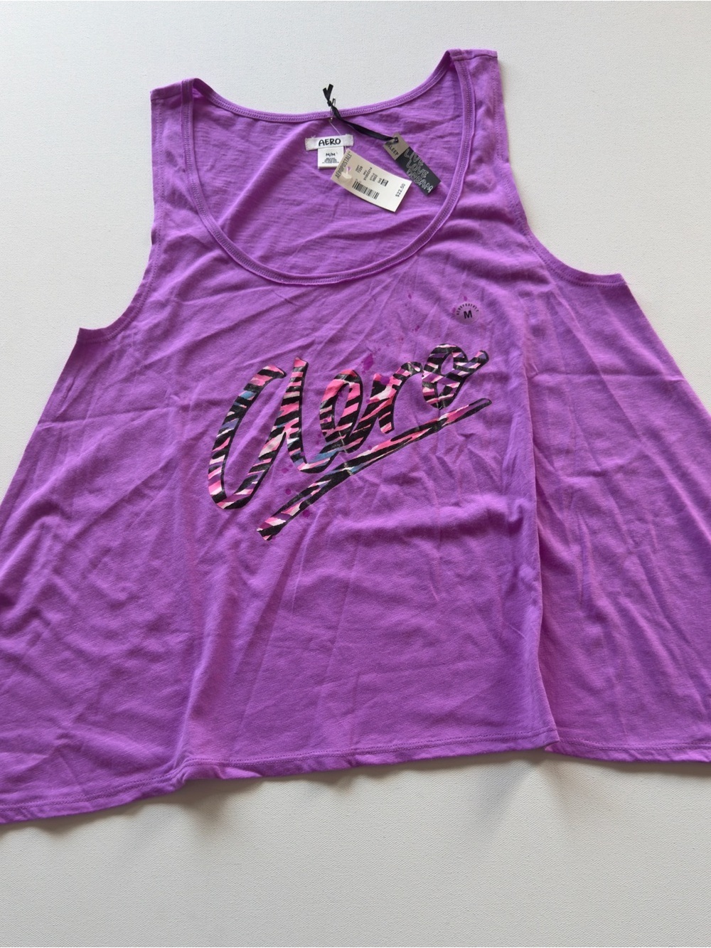 NWT Women's Aeropostale Purple Scoop Neck Tank Top with Graphic Script Size M